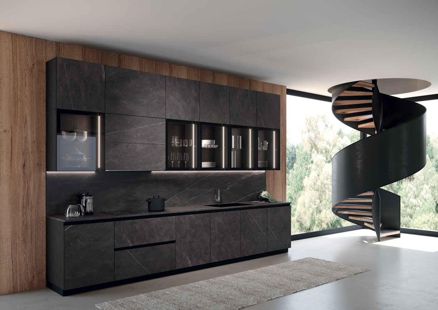 cucina con ante in vetro